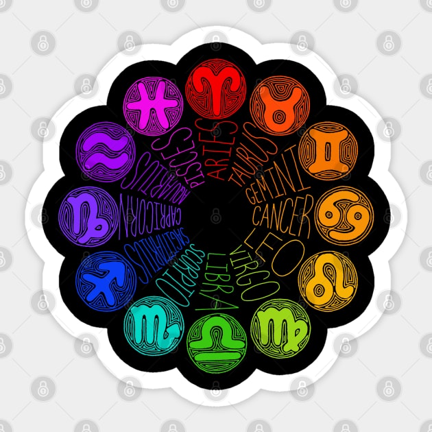 Zodiac Signs (rainbow) Sticker by calenbundalas